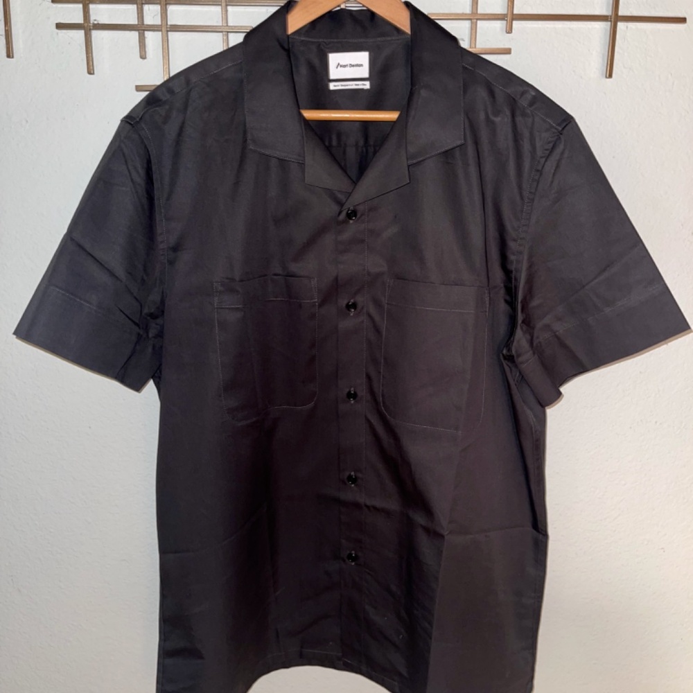 NWOT H&M /Hart Denton /Nyden Men's Gray Minimalist Camp/Hawaiian S/S Shirt